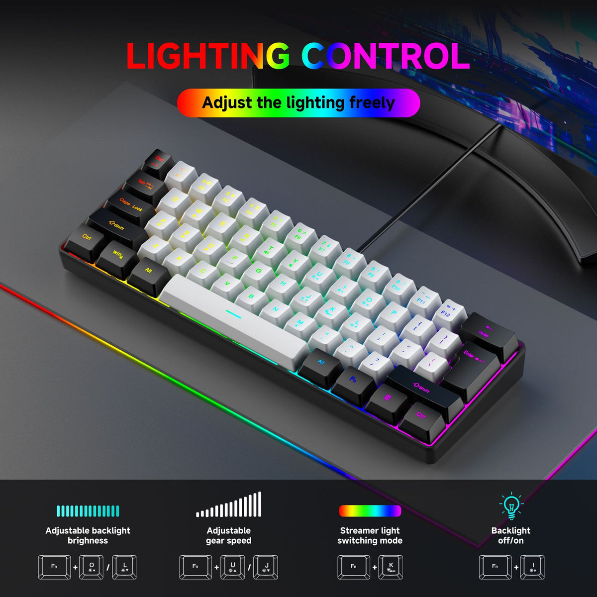 61-Key RGB Mini Wired Gaming Keyboard