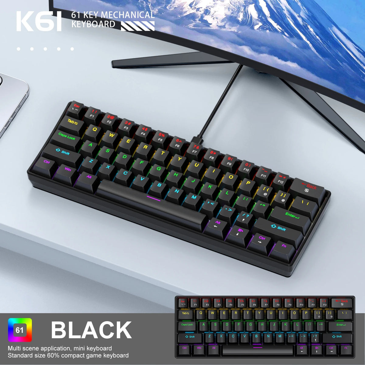 APAYADO K61 60% RGB Mechanical Gaming Keyboard