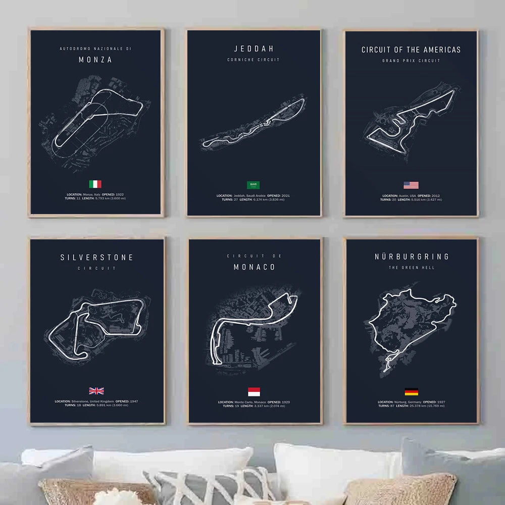 Grand Prix Circuit Map Wall Art Collection