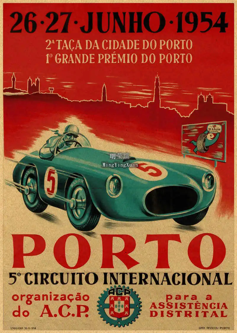 Vintage 1980s Racing Car Kraft Poster
