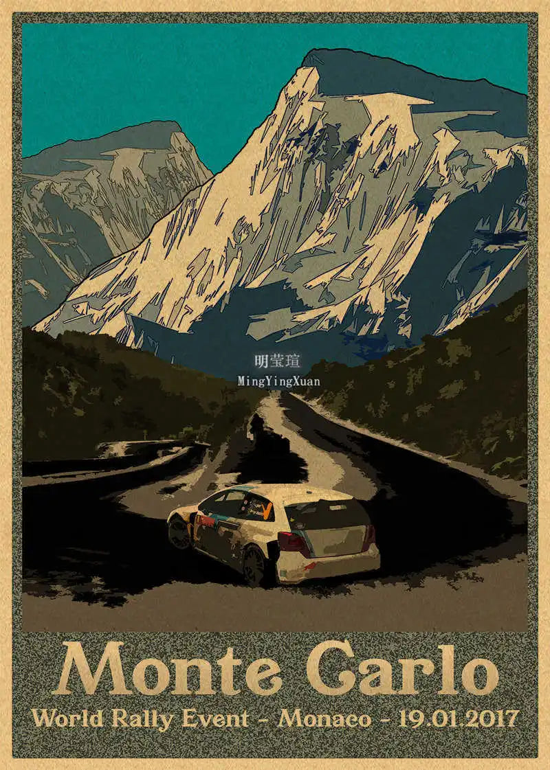 Vintage 1980s Racing Car Kraft Poster