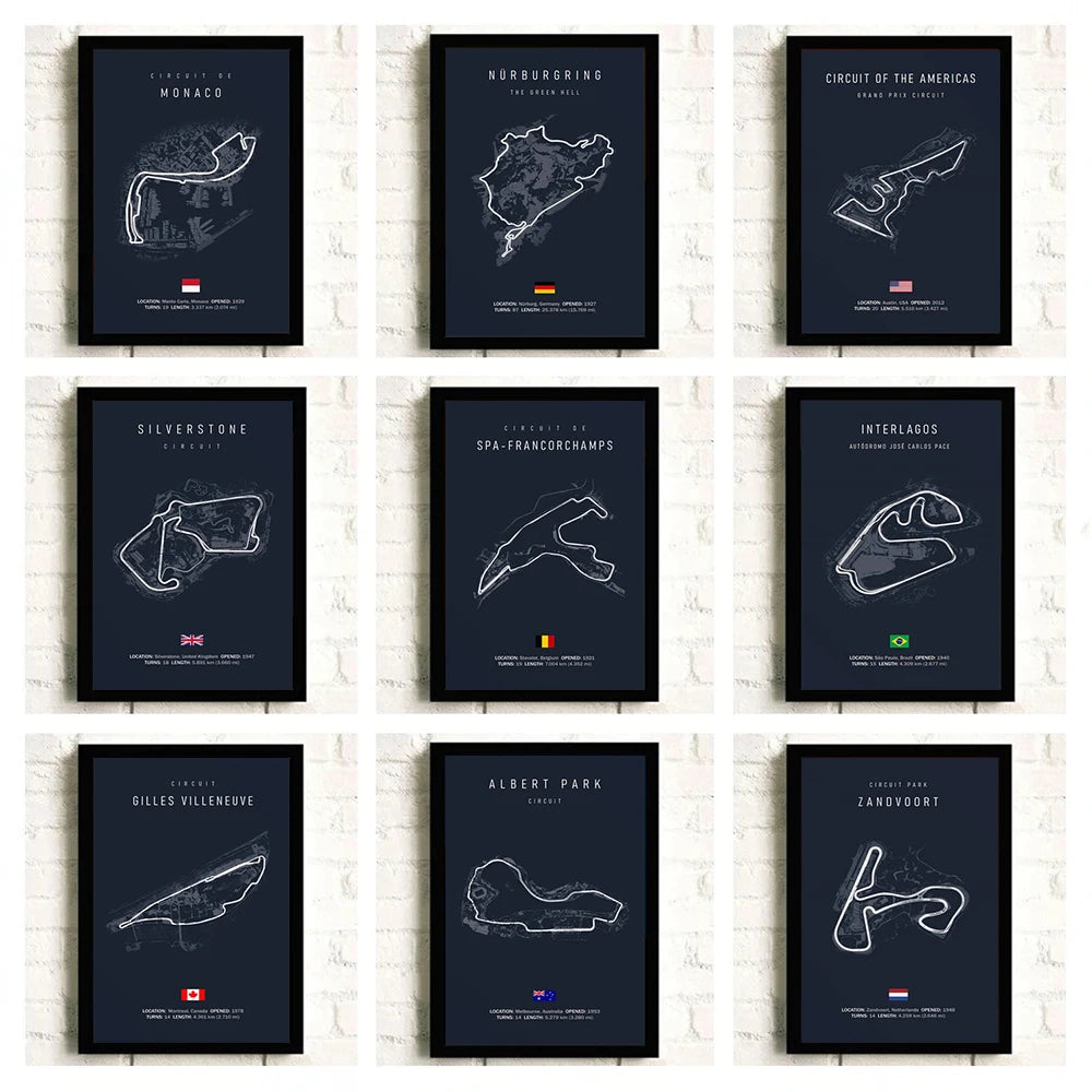 Grand Prix Circuit Map Wall Art Collection