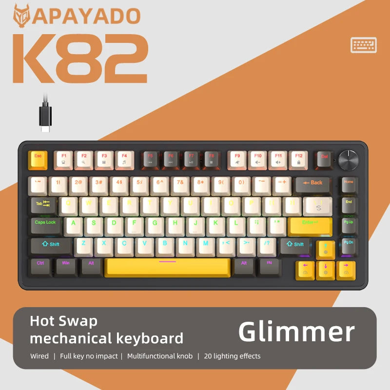 75% Hot-Swap Mechanical Gaming Keyboard with Media Knob