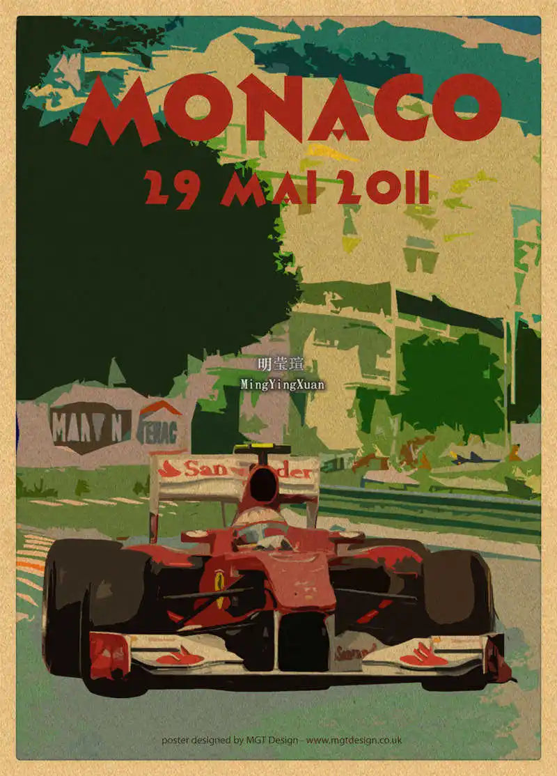 Vintage 1980s Racing Car Kraft Poster