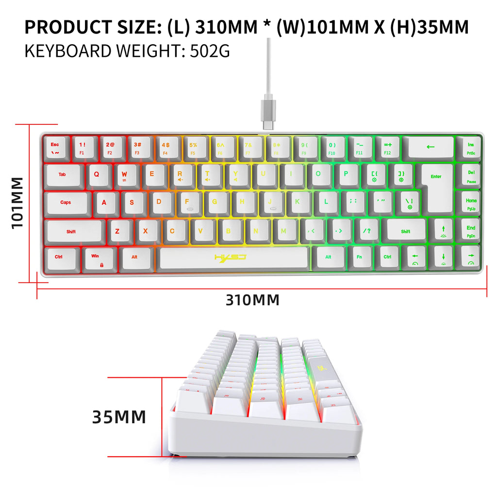 68-Key RGB Wired Gaming Keyboard