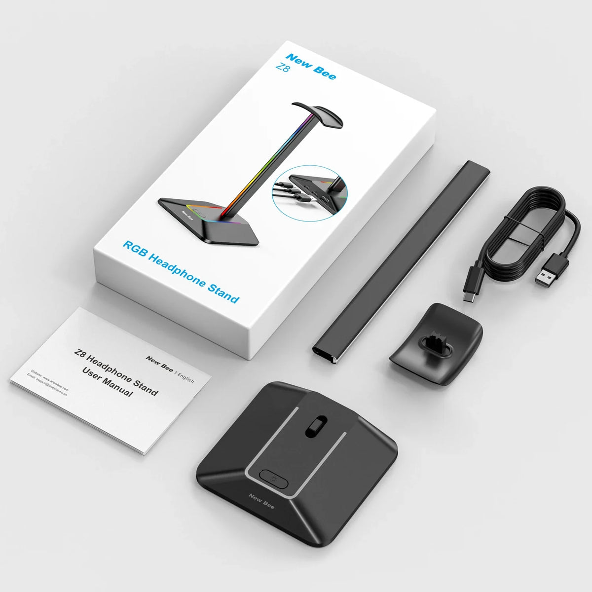 RGB Headset Stand with Dual USB Ports