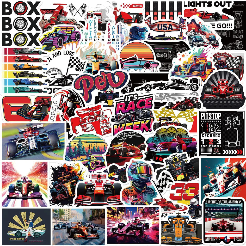 50-Piece Racing Sticker Pack