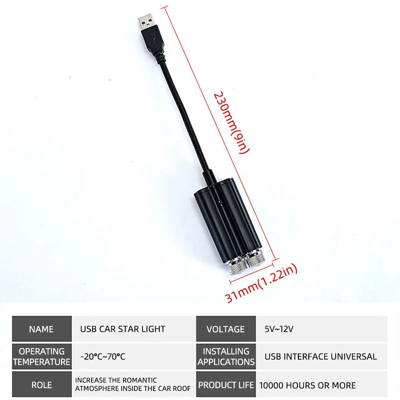 USB Car Roof Star Projector Light