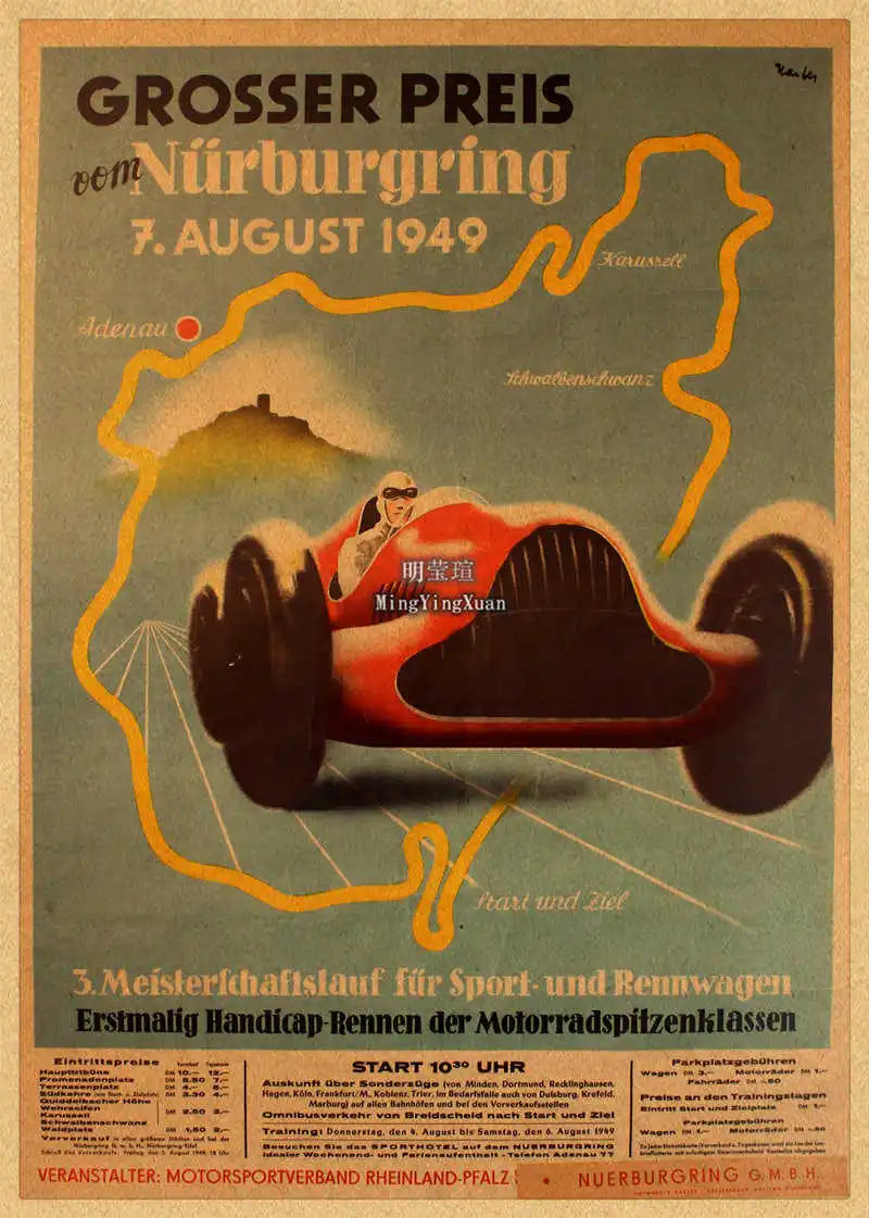 Vintage 1980s Racing Car Kraft Poster