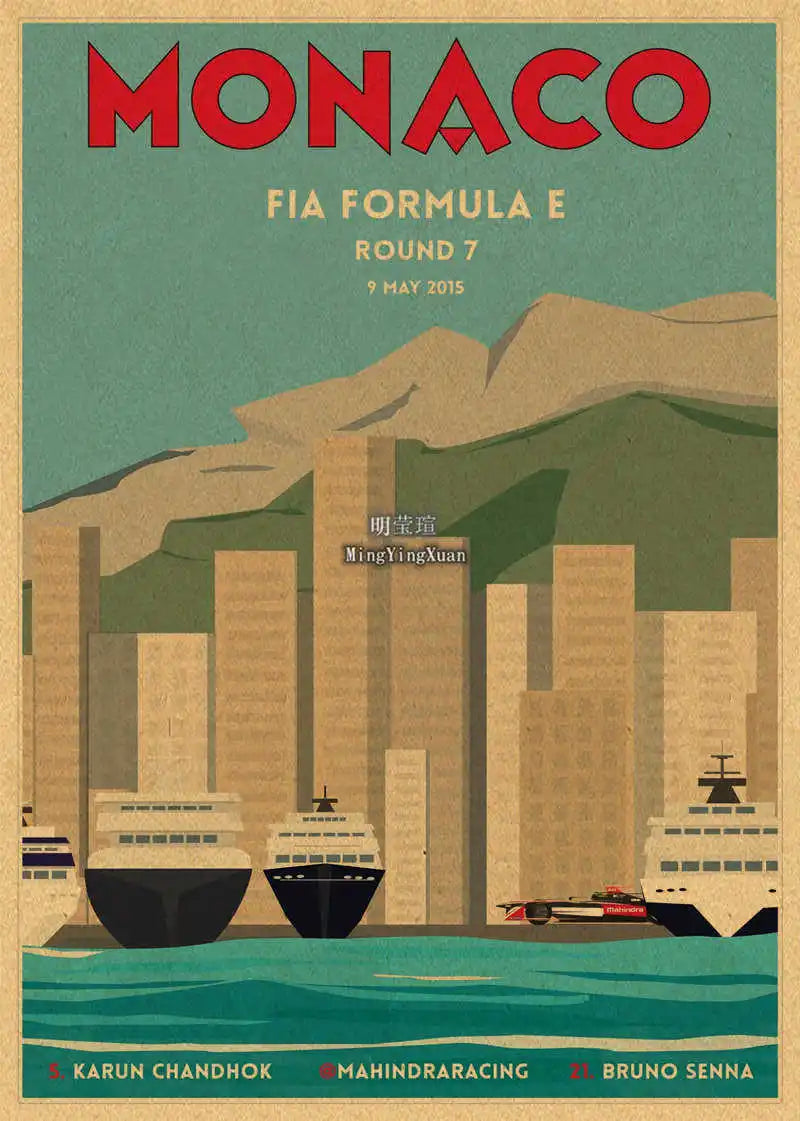 Vintage 1980s Racing Car Kraft Poster