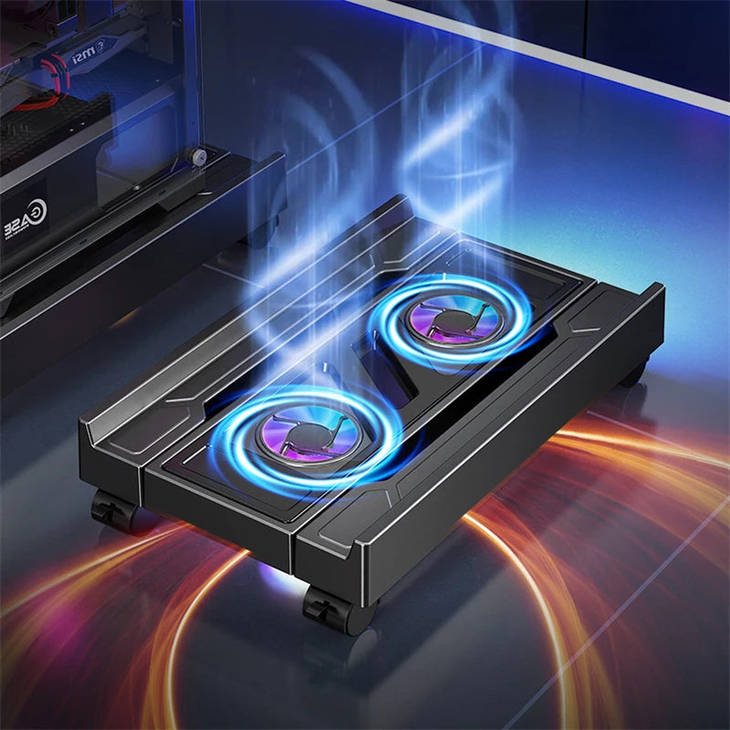 BEISHI Adjustable RGB PC Tower Stand with Cooling Fan Option