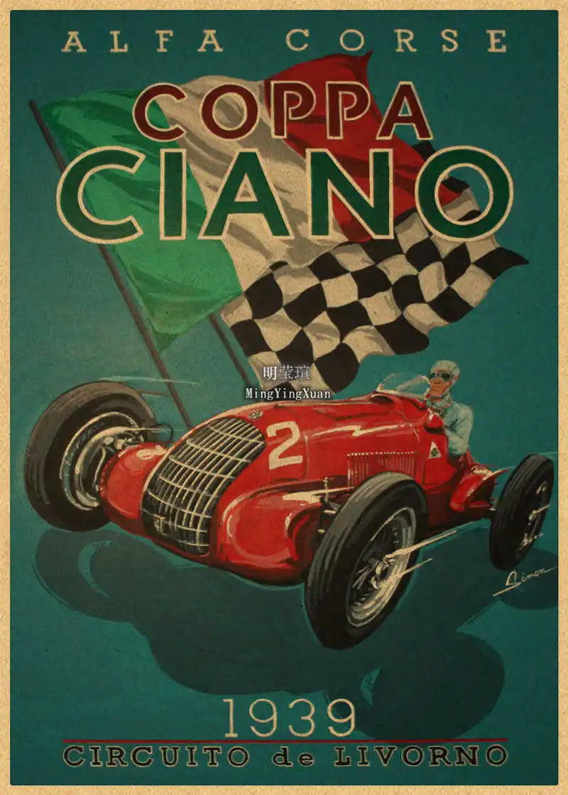 Vintage 1980s Racing Car Kraft Poster