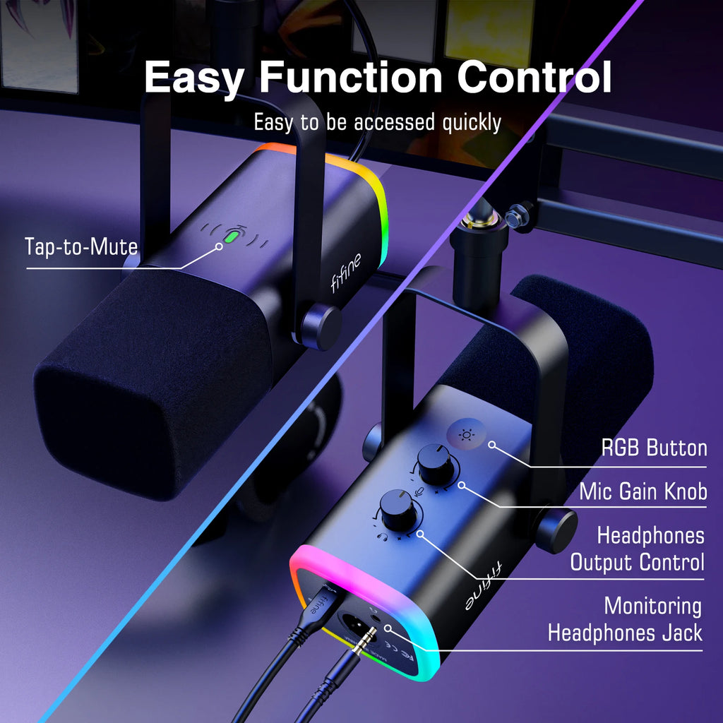 FIFINE AM8T RGB USB/XLR Microphone Kit with Boom Arm