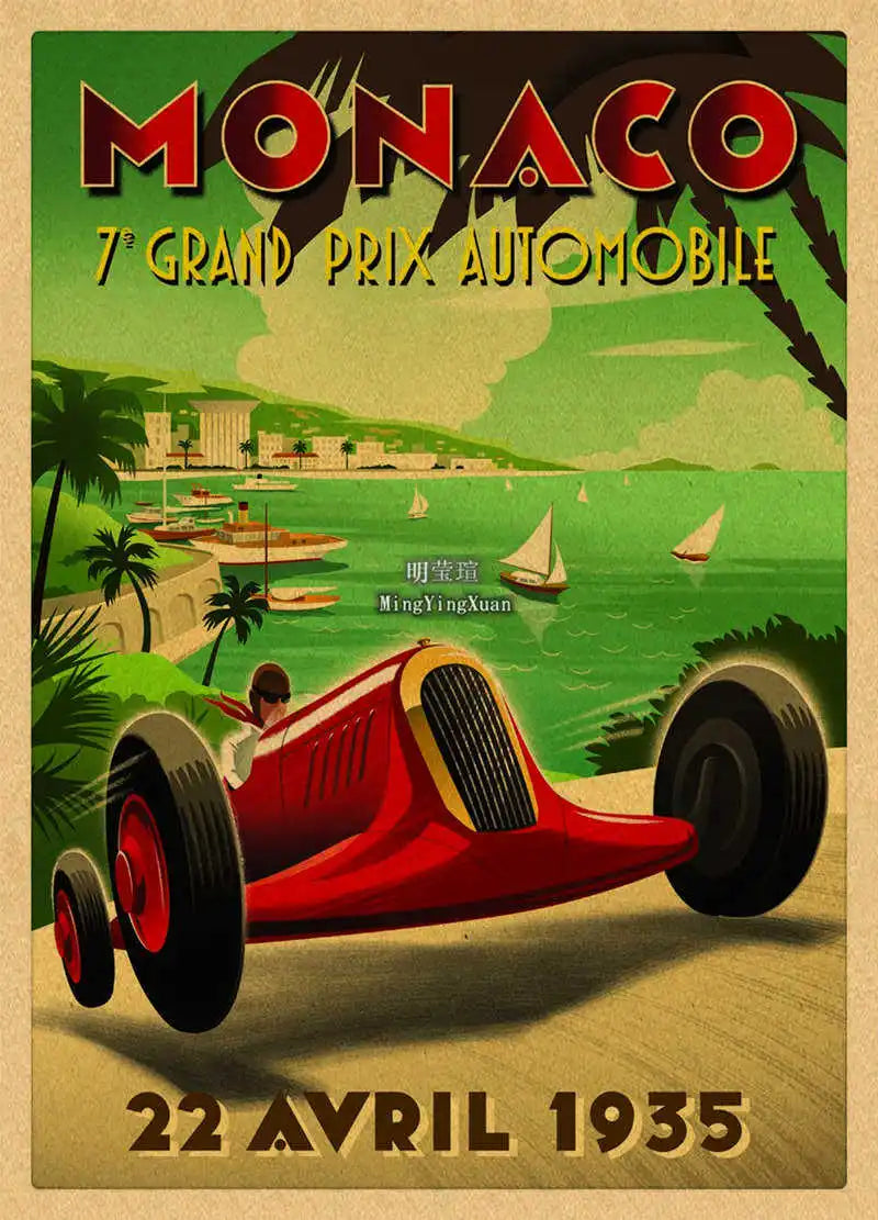 Vintage 1980s Racing Car Kraft Poster