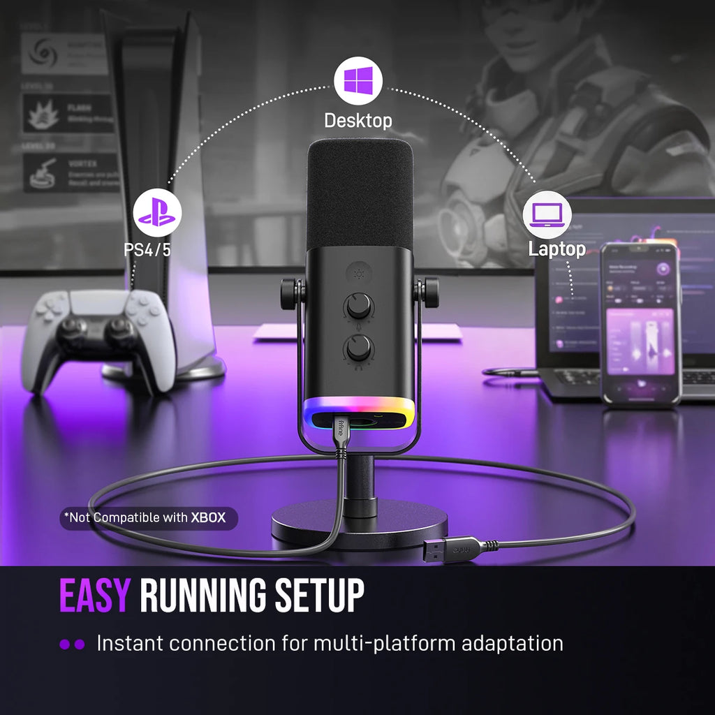 FIFINE AM8 RGB USB/XLR Dynamic Gaming Microphone