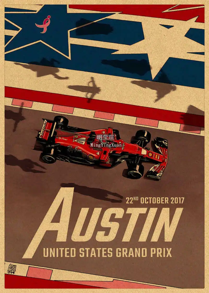 Vintage 1980s Racing Car Kraft Poster