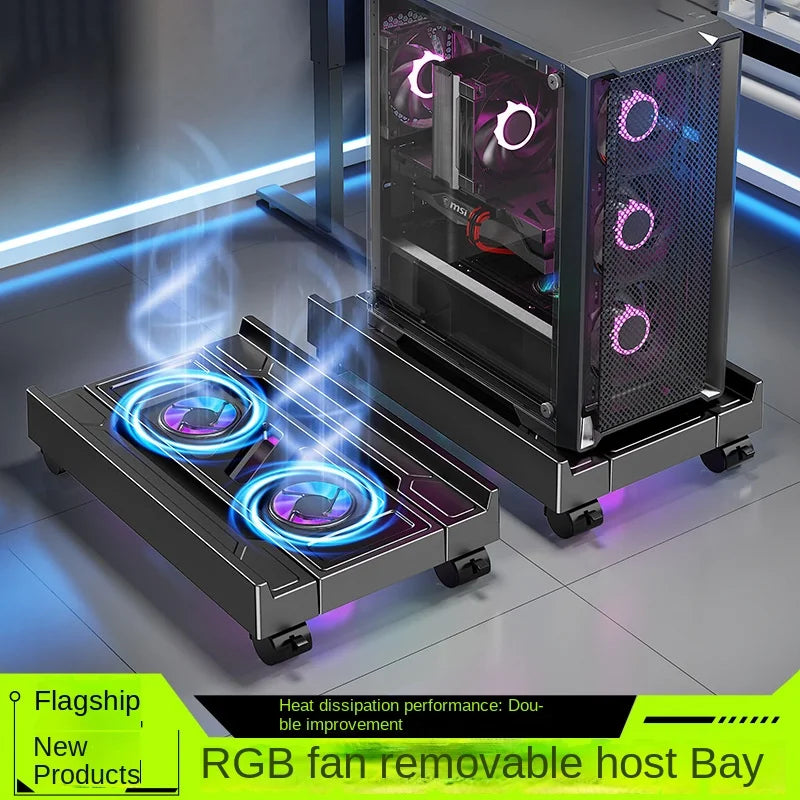 BEISHI Adjustable RGB PC Tower Stand with Cooling Fan Option