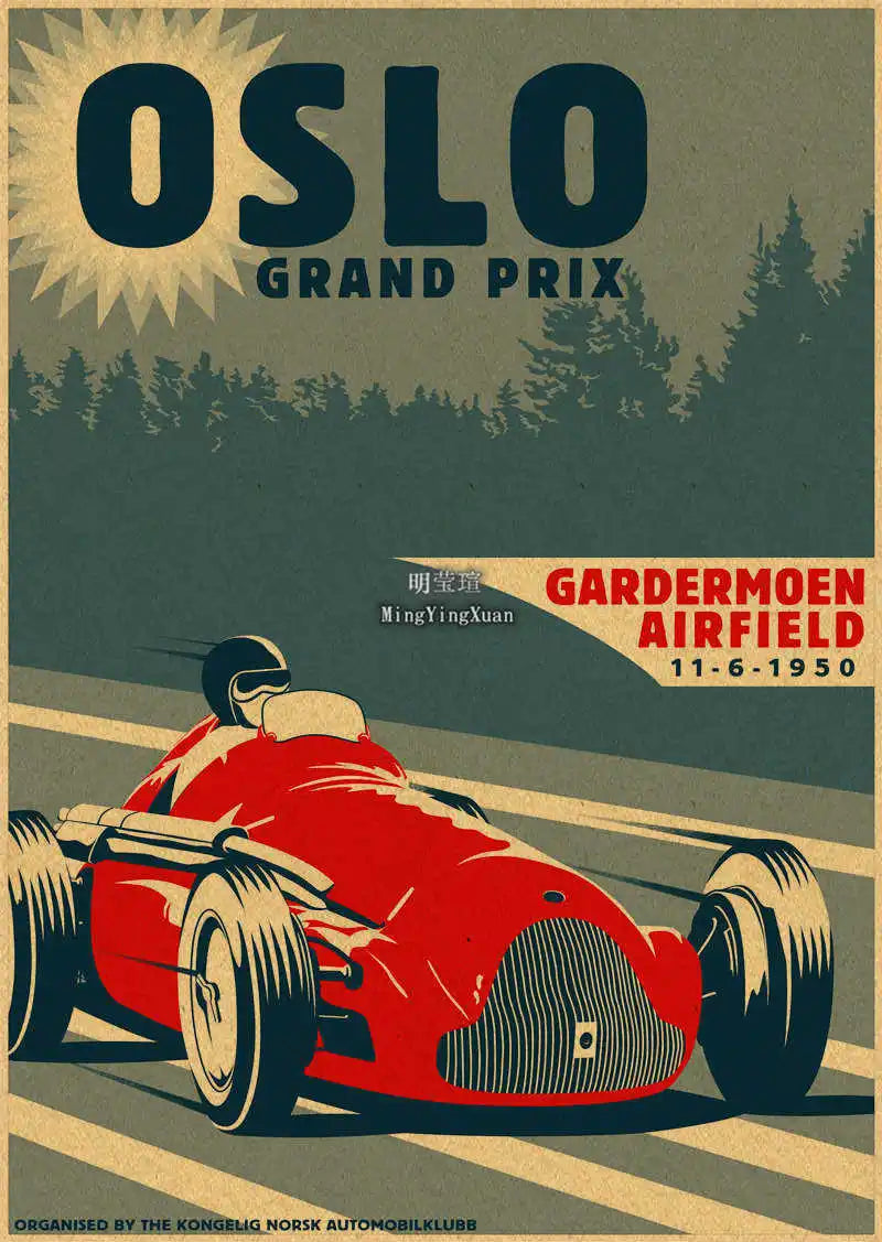 Vintage 1980s Racing Car Kraft Poster