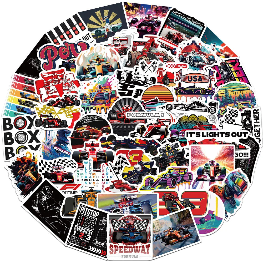Racing Sticker Pack – 10, 30 or 50 Pieces