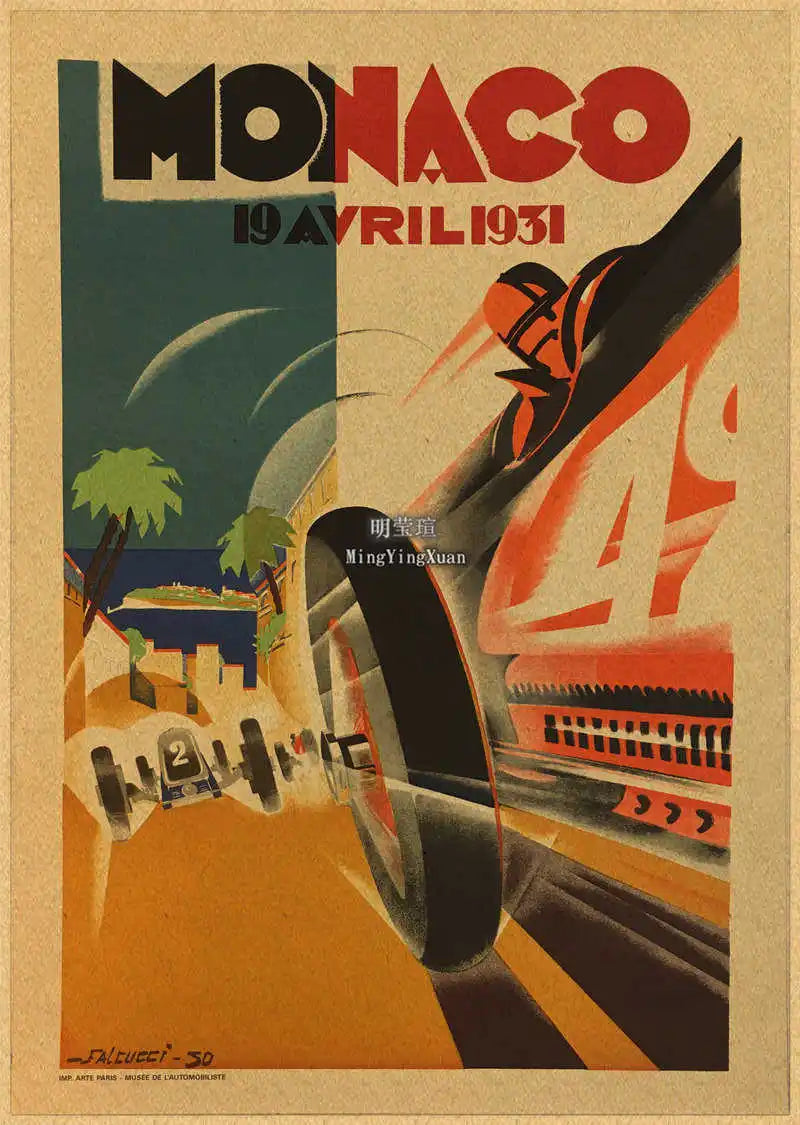 Vintage 1980s Racing Car Kraft Poster