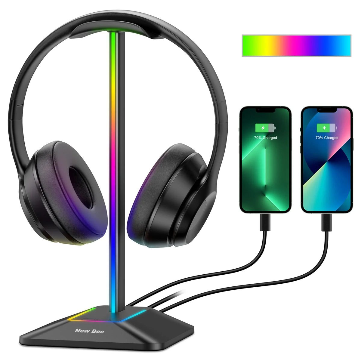 RGB Headset Stand with Dual USB Ports