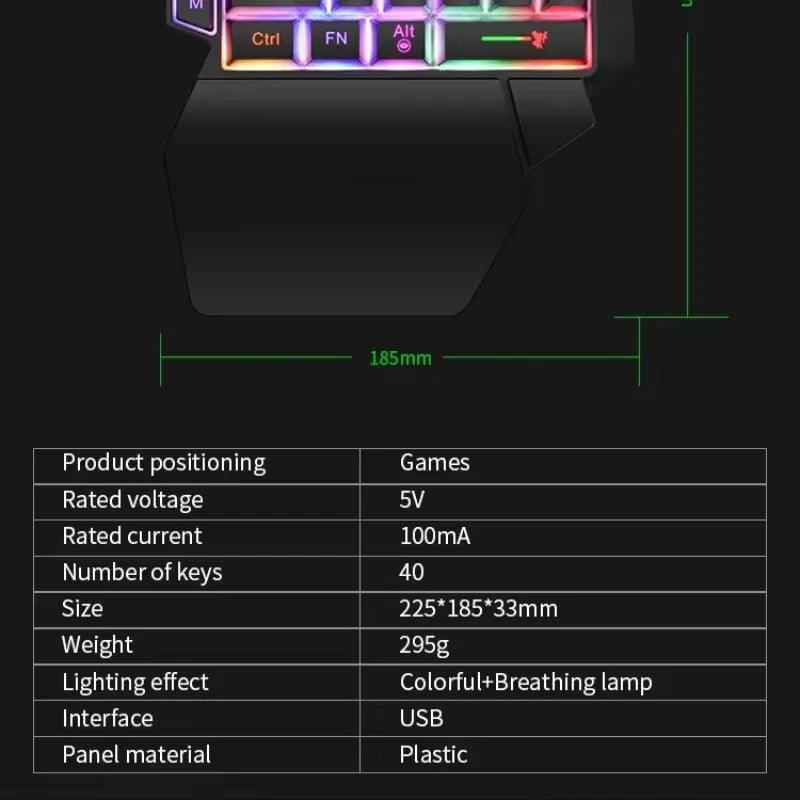 35-Key One-Handed Backlit Gaming Keyboard