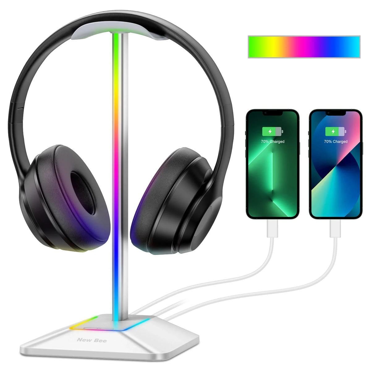 RGB Headset Stand with Dual USB Ports
