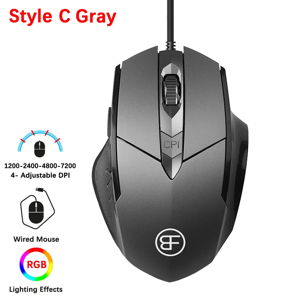 7200 DPI RGB 6-Button Wired Gaming Mouse