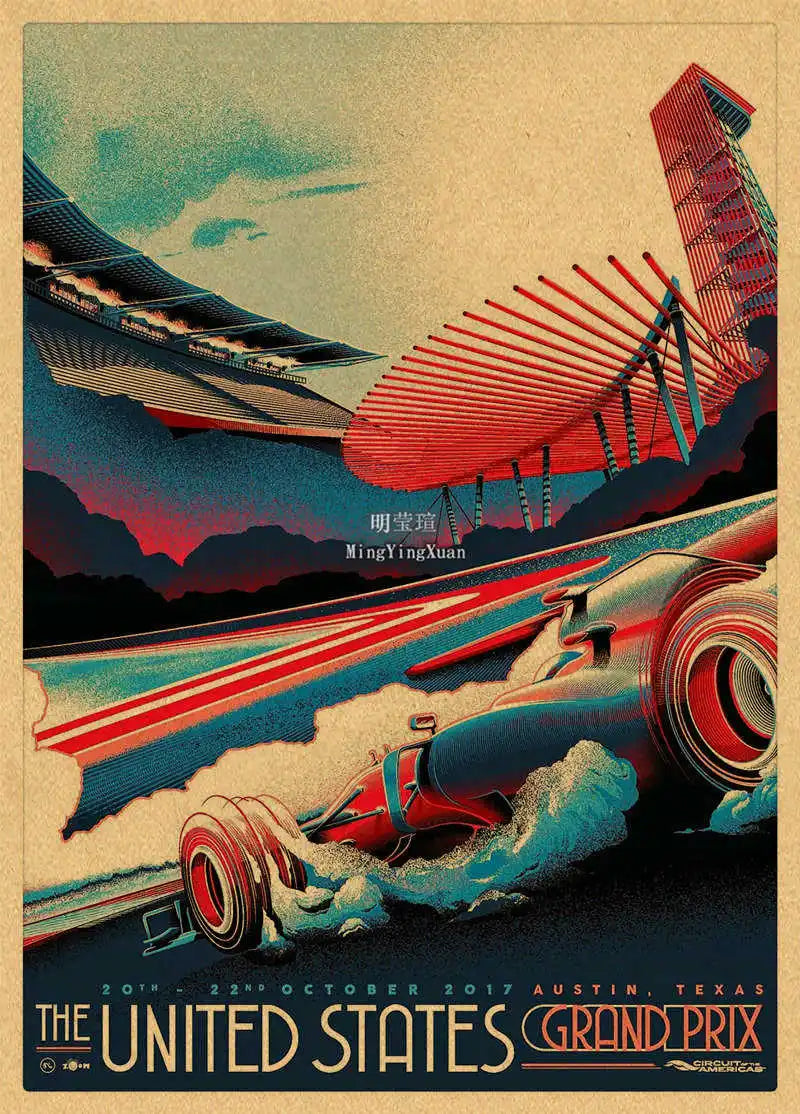 Vintage 1980s Racing Car Kraft Poster