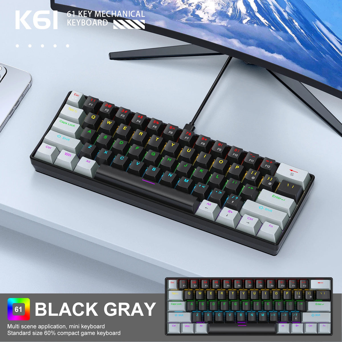 APAYADO K61 60% RGB Mechanical Gaming Keyboard
