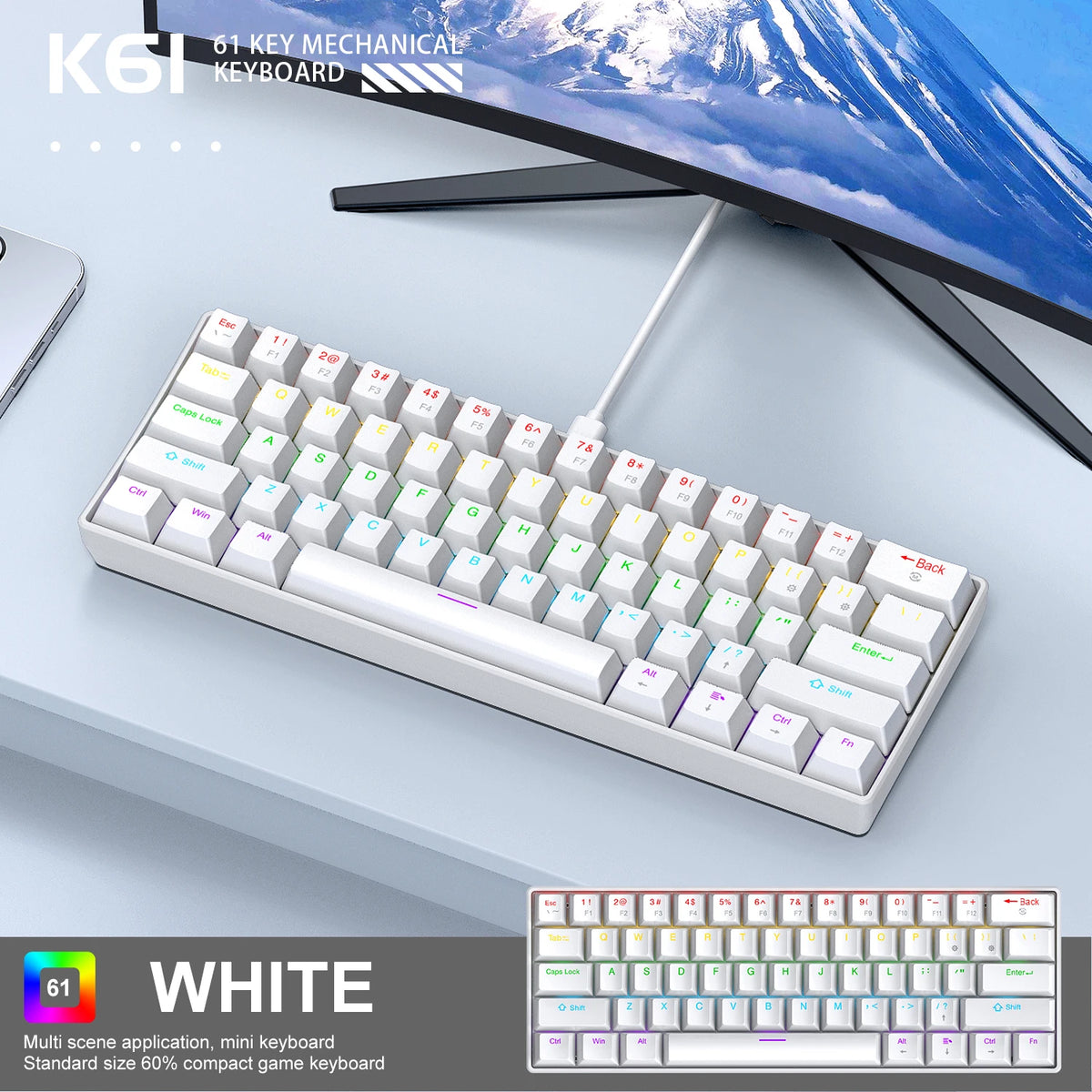APAYADO K61 60% RGB Mechanical Gaming Keyboard