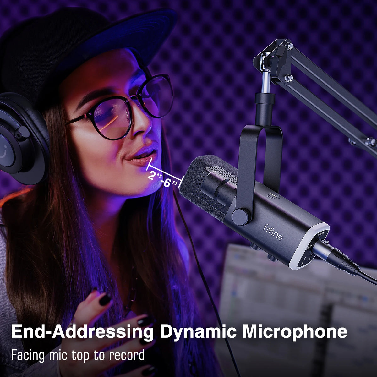 FIFINE AM8T RGB USB/XLR Microphone Kit with Boom Arm