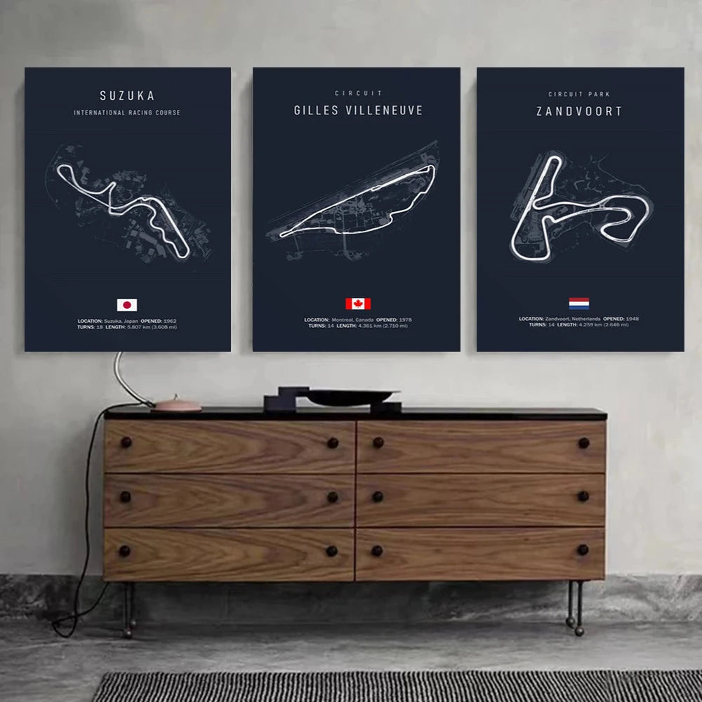 Grand Prix Circuit Map Wall Art Collection