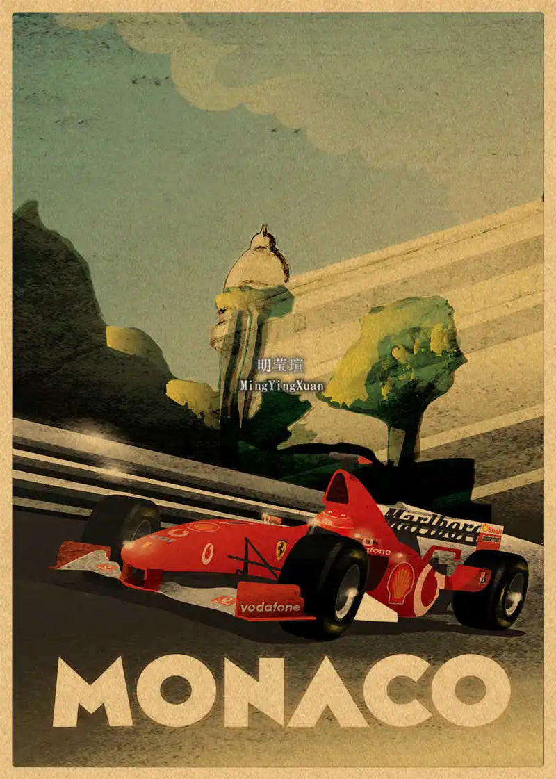 Vintage 1980s Racing Car Kraft Poster