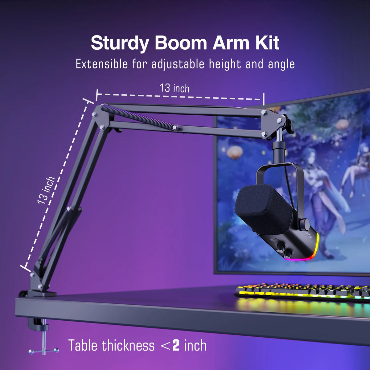 FIFINE AM8T RGB USB/XLR Microphone Kit with Boom Arm