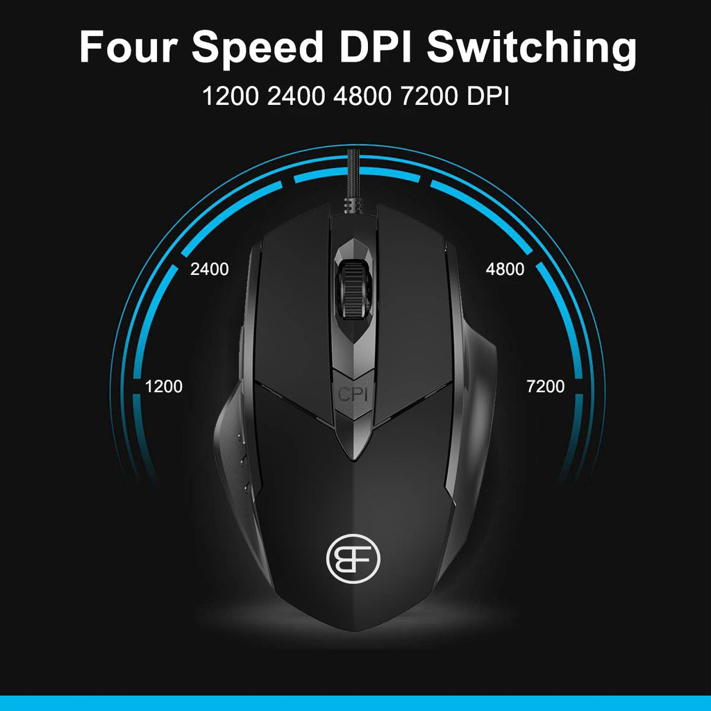 7200 DPI RGB 6-Button Wired Gaming Mouse