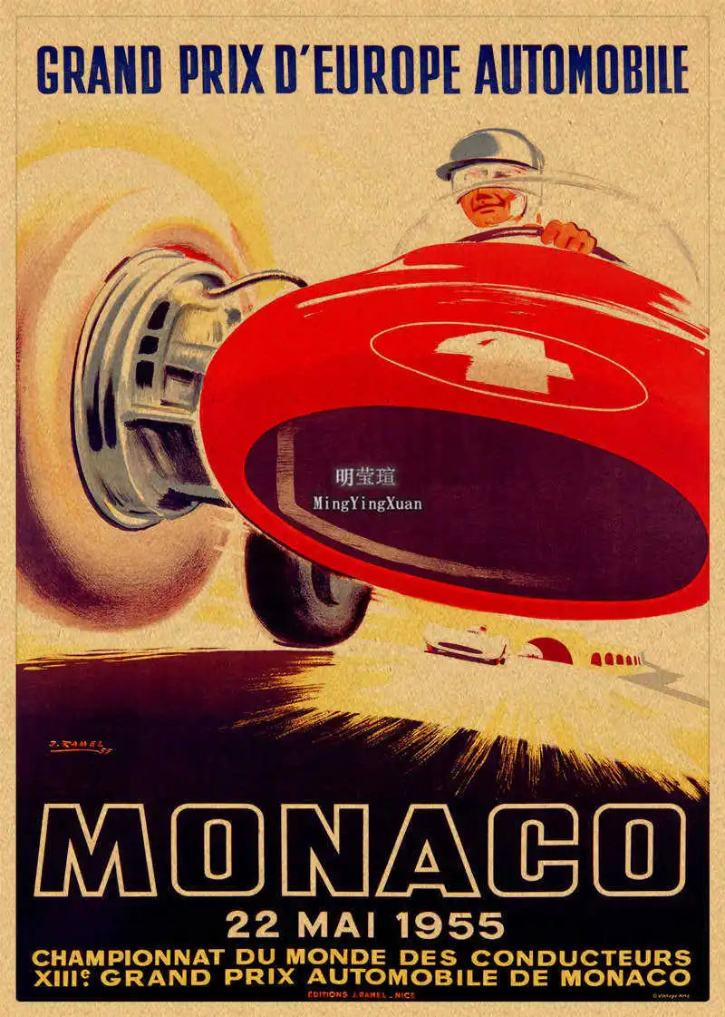 Vintage 1980s Racing Car Kraft Poster