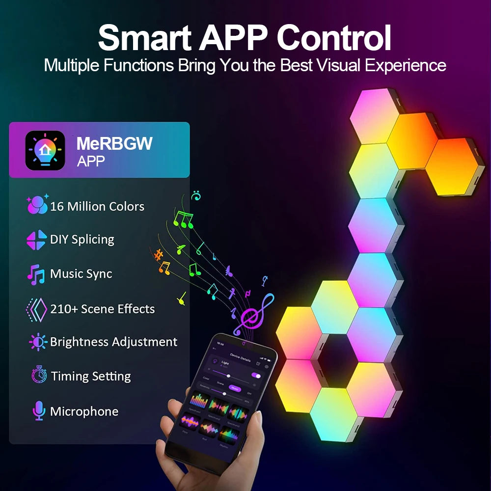 Smart RGB Hexagonal Wall Light Panels