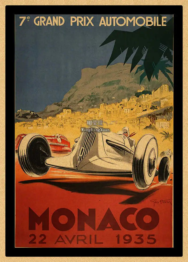 Vintage 1980s Racing Car Kraft Poster