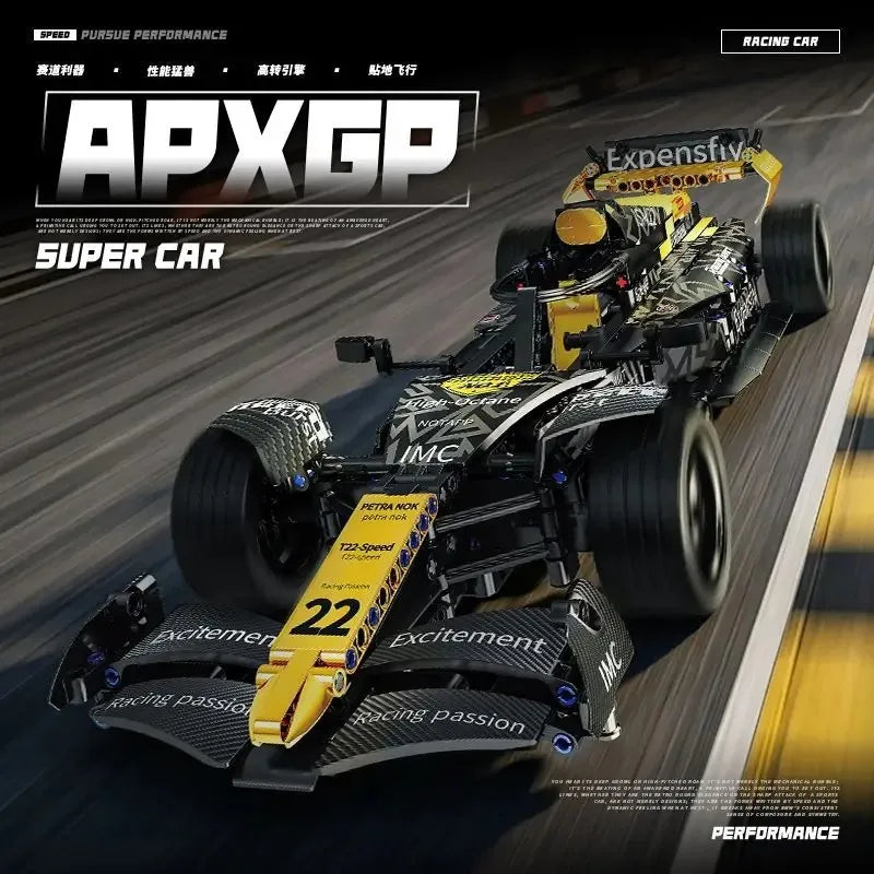 Black & Gold 1:10 Racing Car Building Block Set
