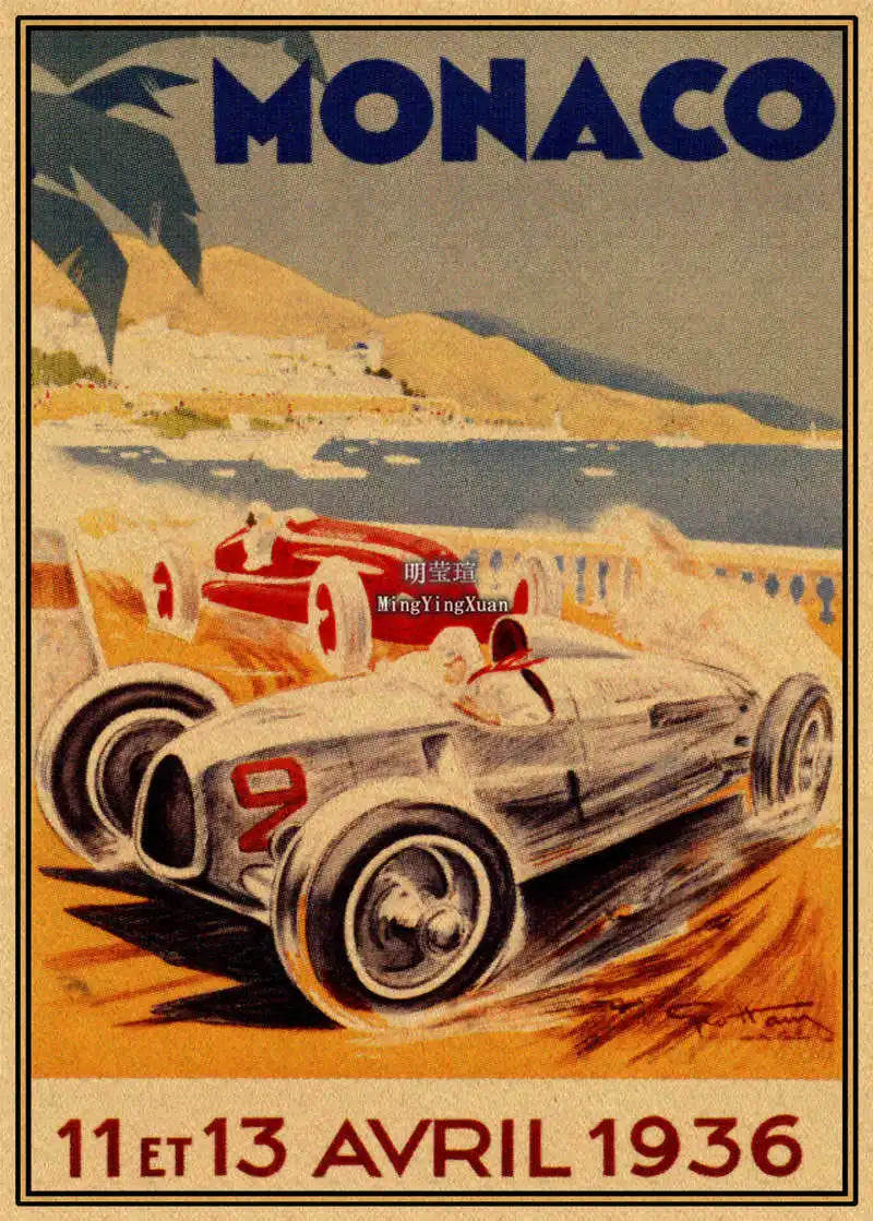 Vintage 1980s Racing Car Kraft Poster