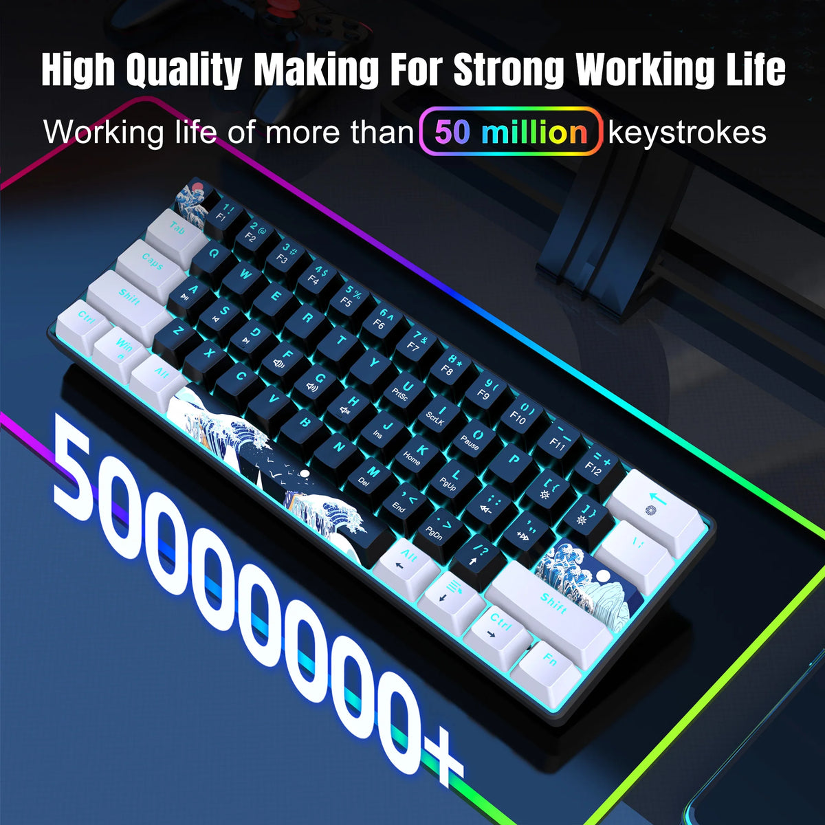 60% Compact Mechanical Gaming Keyboard – Blue Switch