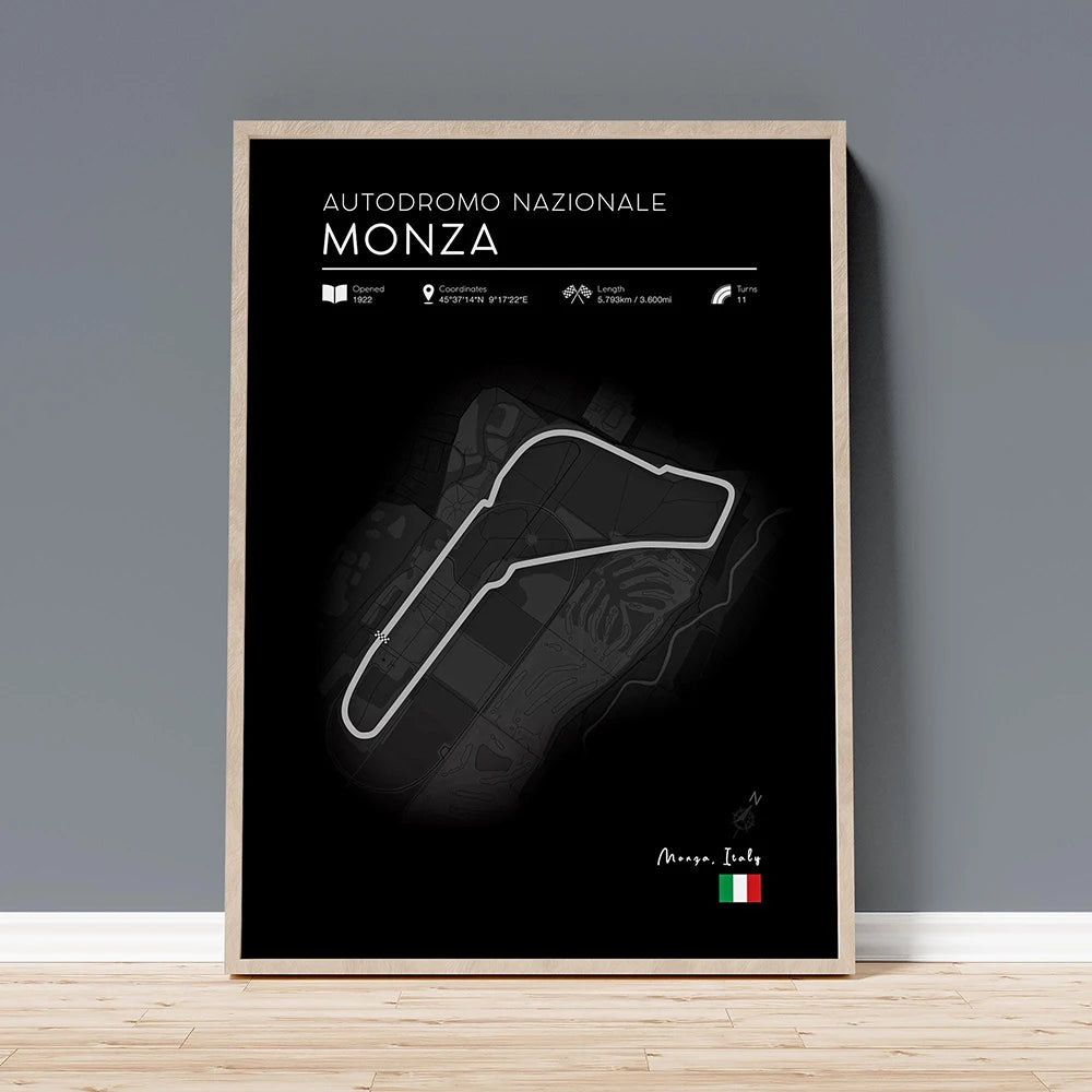 Grand Prix Circuit Poster Collection – Silverstone, Monaco & Monza