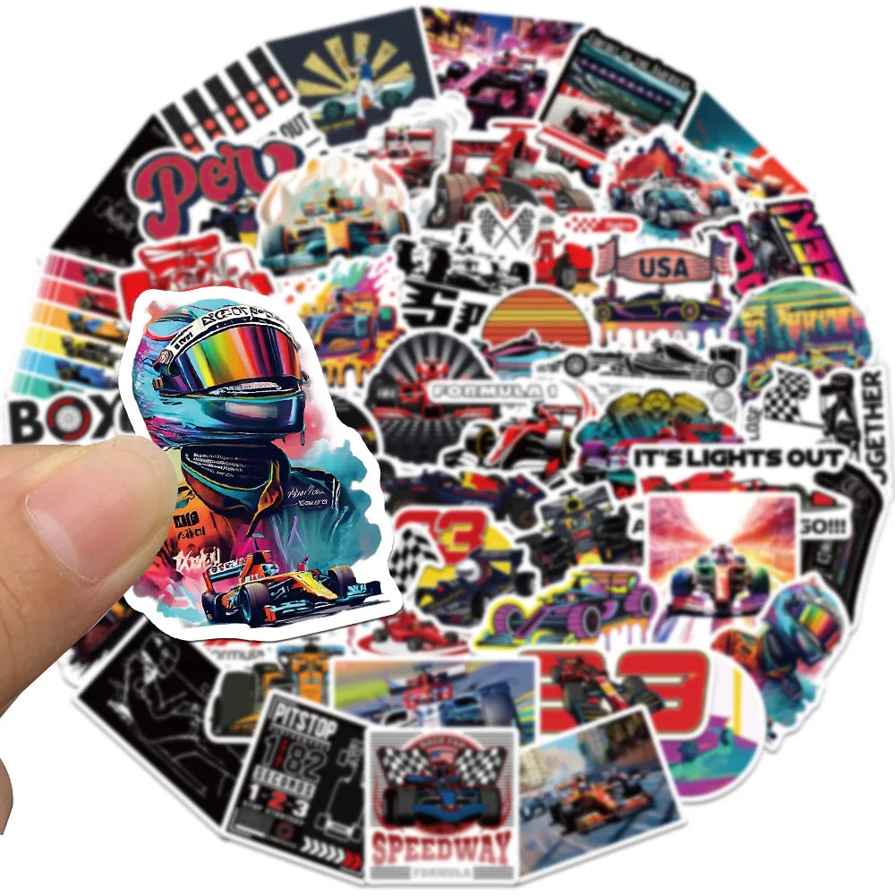 Racing Sticker Pack – 10, 30 or 50 Pieces