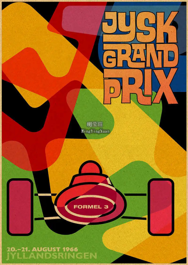 Vintage 1980s Racing Car Kraft Poster