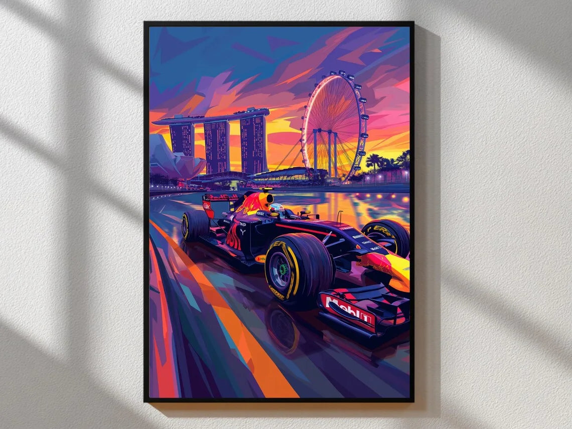 Singapore Night Race Wall Art Print