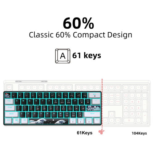 60% Compact Mechanical Gaming Keyboard – Blue Switch