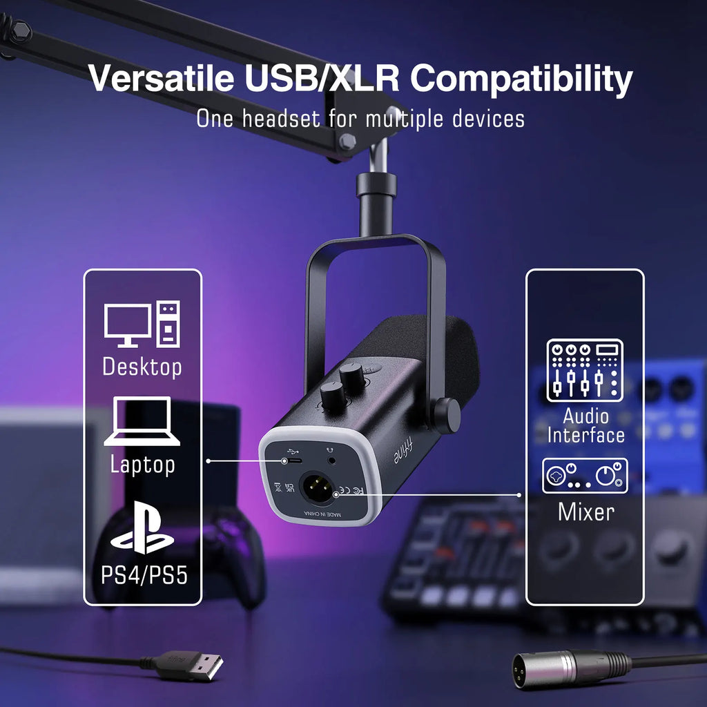 FIFINE AM8T RGB USB/XLR Microphone Kit with Boom Arm