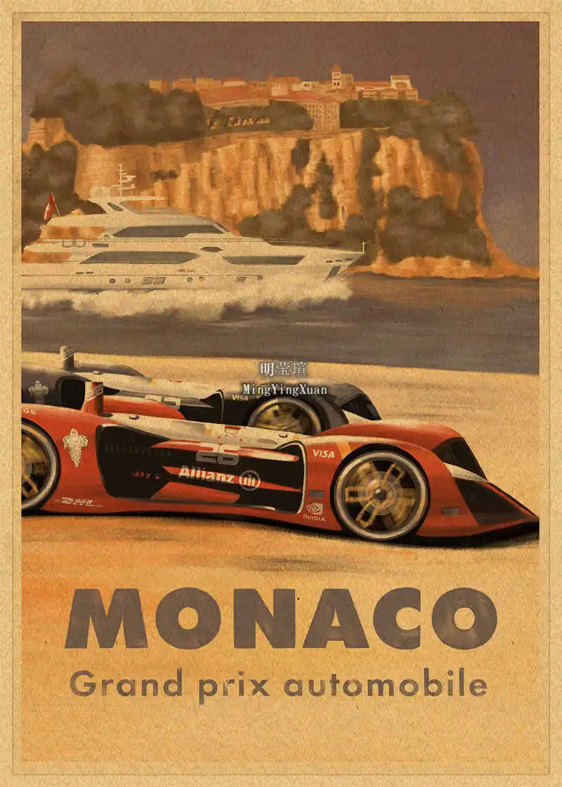 Vintage 1980s Racing Car Kraft Poster