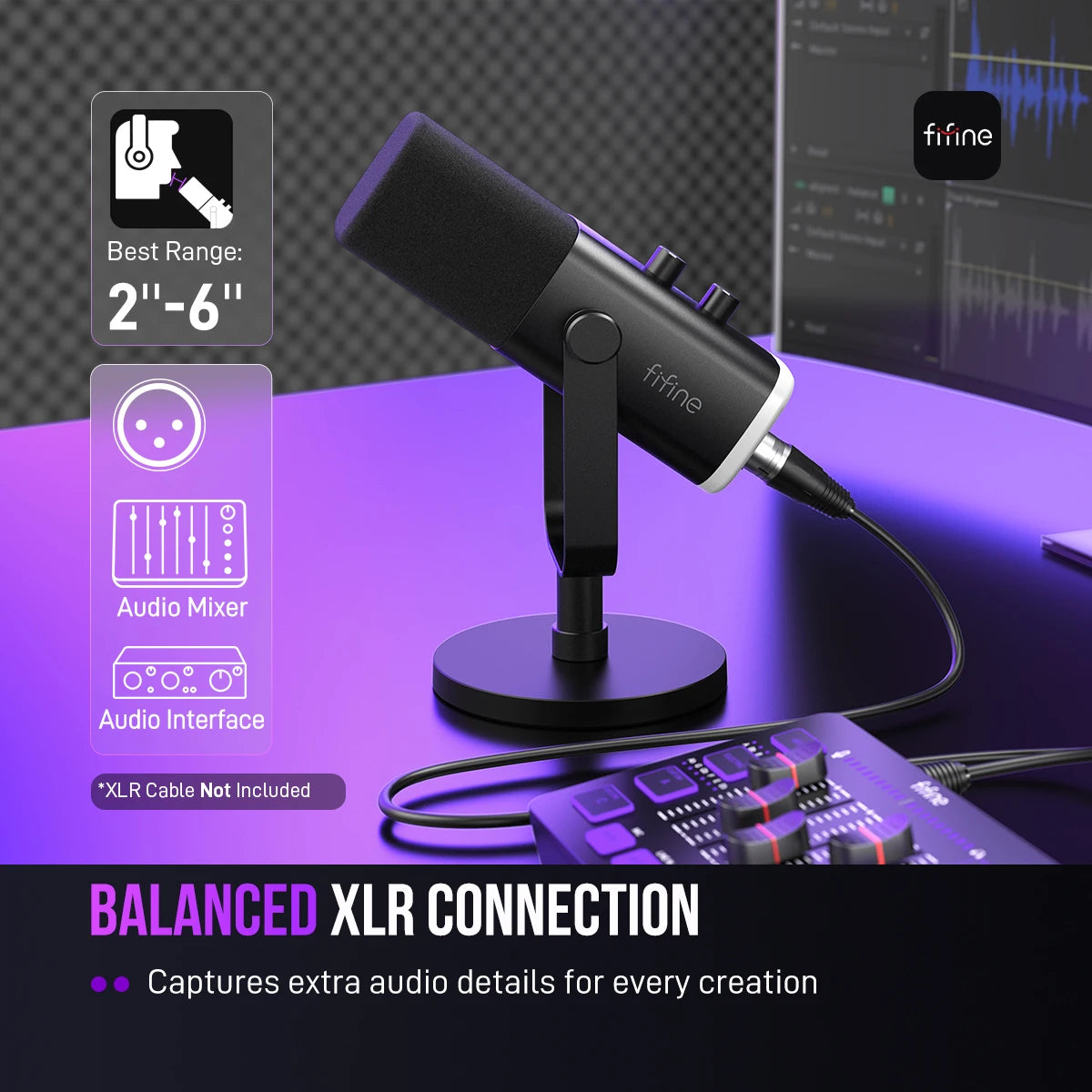 FIFINE AM8 RGB USB/XLR Dynamic Gaming Microphone